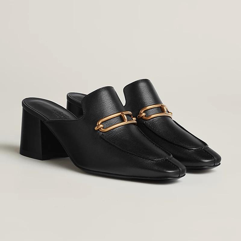 Giày Hermes Gisele 60 Mule Nữ Đen